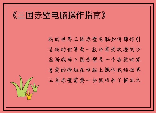 《三国赤壁电脑操作指南》